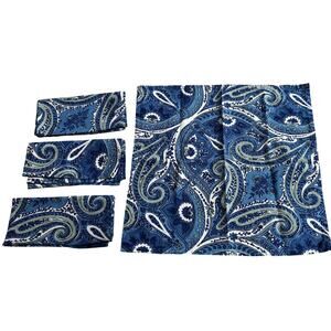 April Cornell napkins (4) blue & sage green paisley print squares 100% cotton